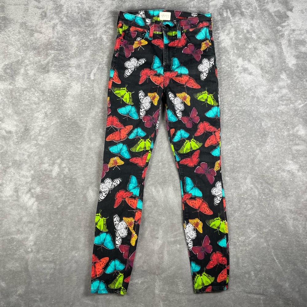 Alice+Olivia Jeans Womens 26 Good High Rise Ankle Skinny Sm Butterflies Y2K - Picture 3 of 9